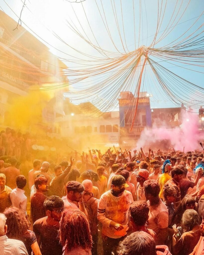 people on festival with colorful powder
