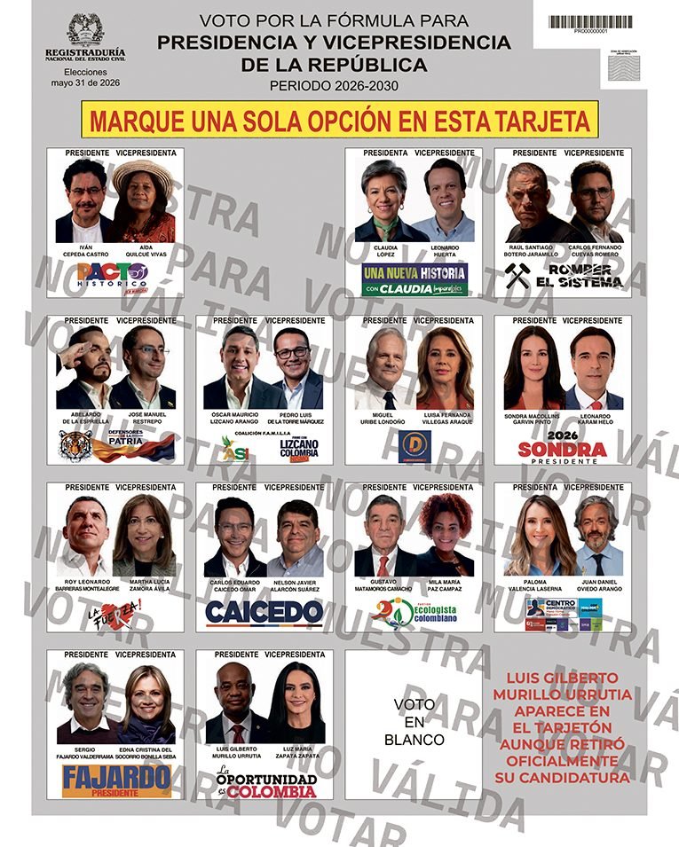 tarjeta electoral presidente 2026